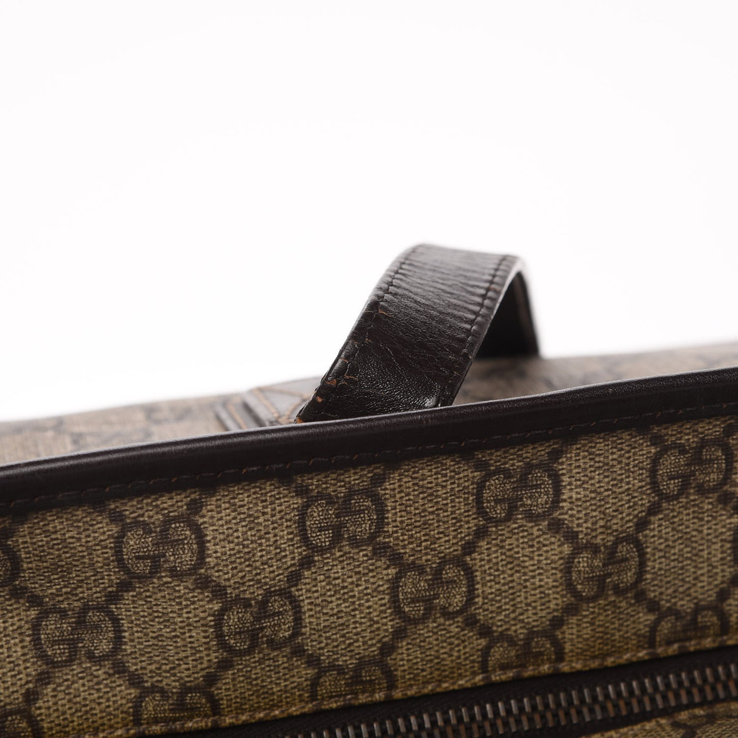 GG Supreme Monogram Medium Zippered Shopping Tote Dark Brown