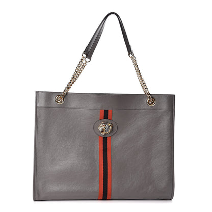Gucci Calfskin Large Rajah Chain Tote Grey 3 of 11