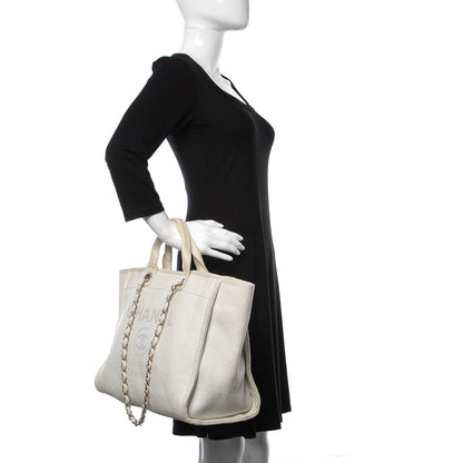 Chanel Canvas Large Deauville Tote White 3 of 13