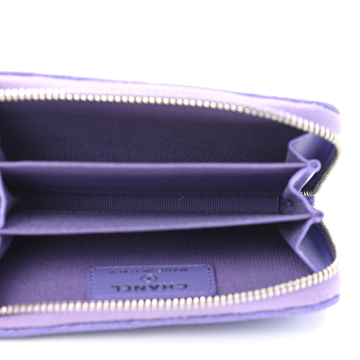 Caviar Quilted Incognito Zip Coin Purse Purple