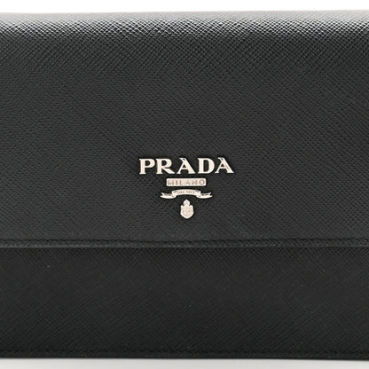 Prada Saffiano Metal Flap Wallet With Strap Black 11 of 17