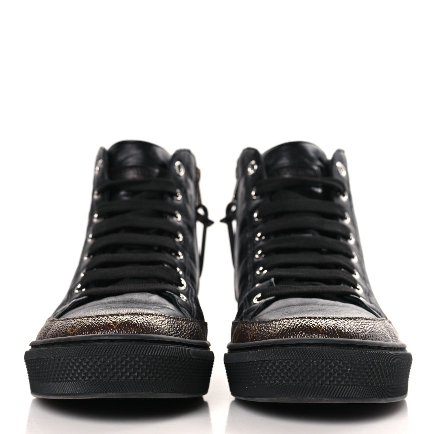 Louis Vuitton Calfskin Embossed Monogram Giant Stellar Sneaker Boots 37 Black 2 of 7