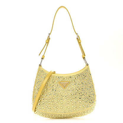 Prada Satin Crystal Cleo Adjustable Strap Shoulder Bag Ananas 1 of 10