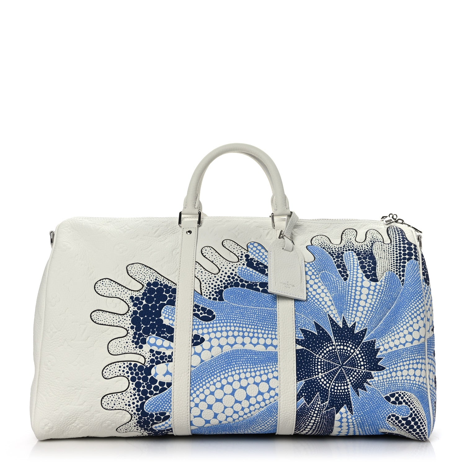 Louis Vuitton LV X YK Taurillon Monogram Psychedelic Flower Keepall Bandouliere 50 White Multicolor 1 of 10