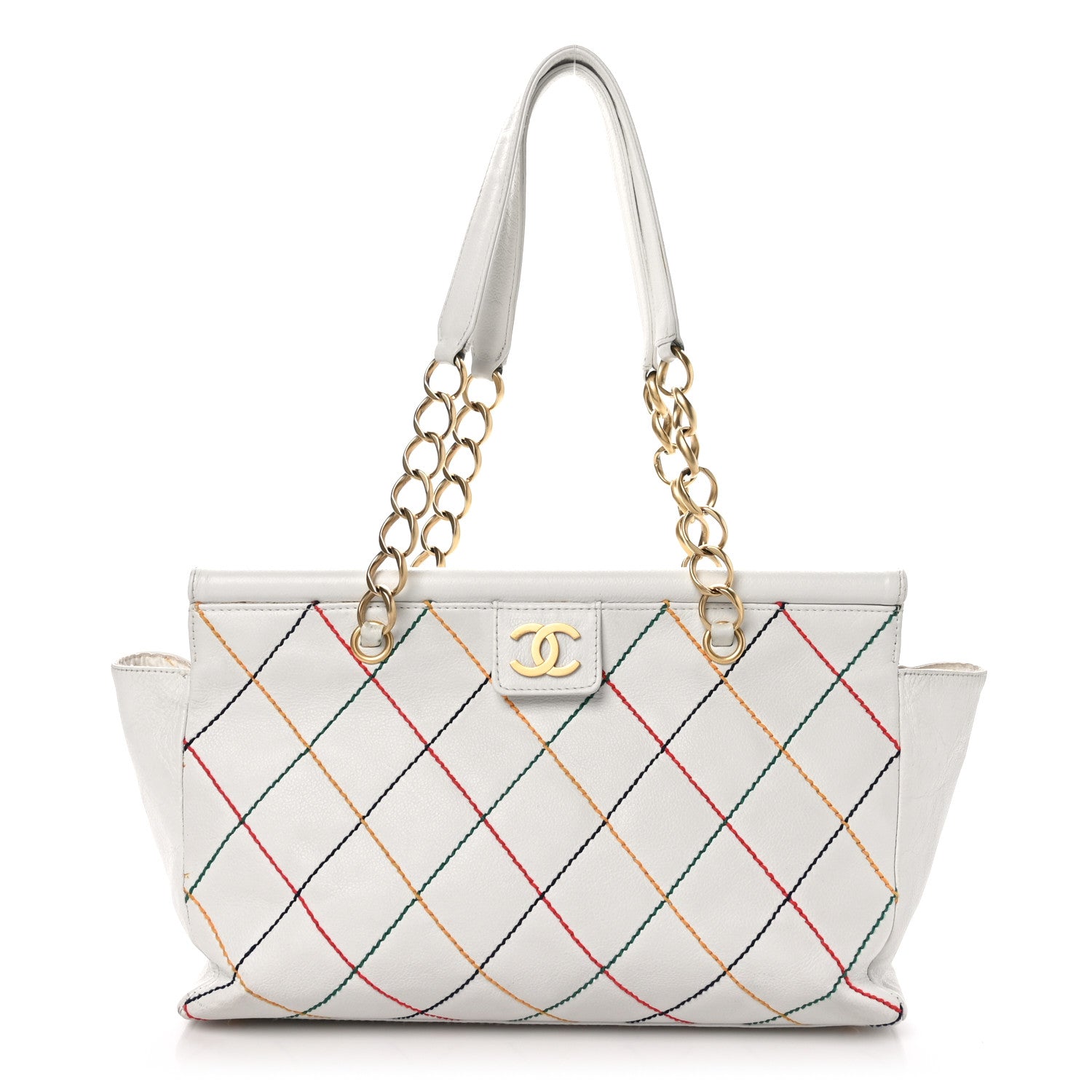 Chanel Calfskin Multicolor Stitch Tote White 1 of 12