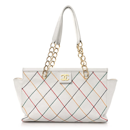 Chanel Calfskin Multicolor Stitch Tote White 1 of 12
