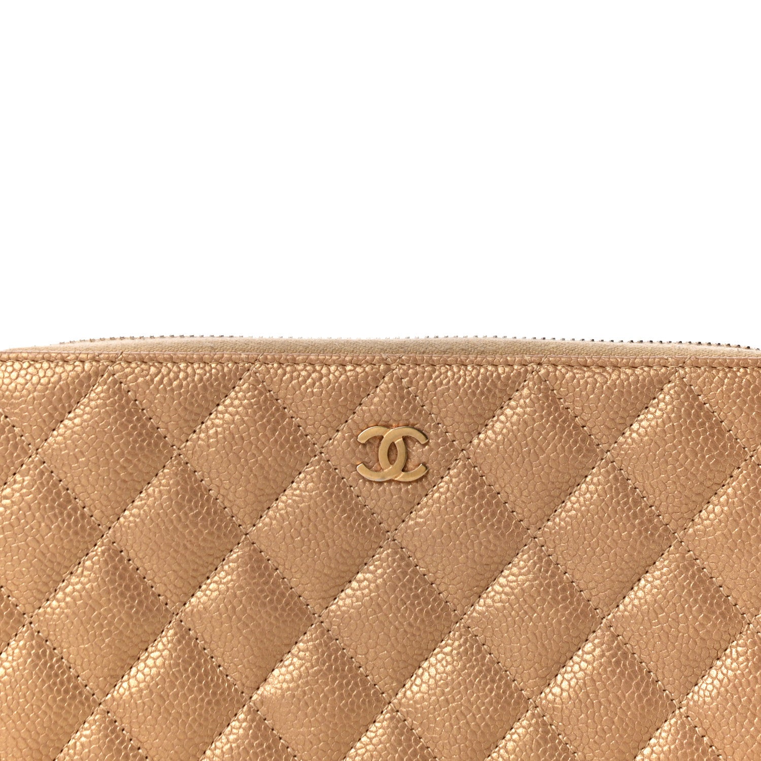 Chanel Pearly Caviar Quilted Large Gusset Zip Around Wallet Gold 9 of 14