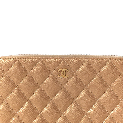 Chanel Pearly Caviar Quilted Large Gusset Zip Around Wallet Gold 9 of 14