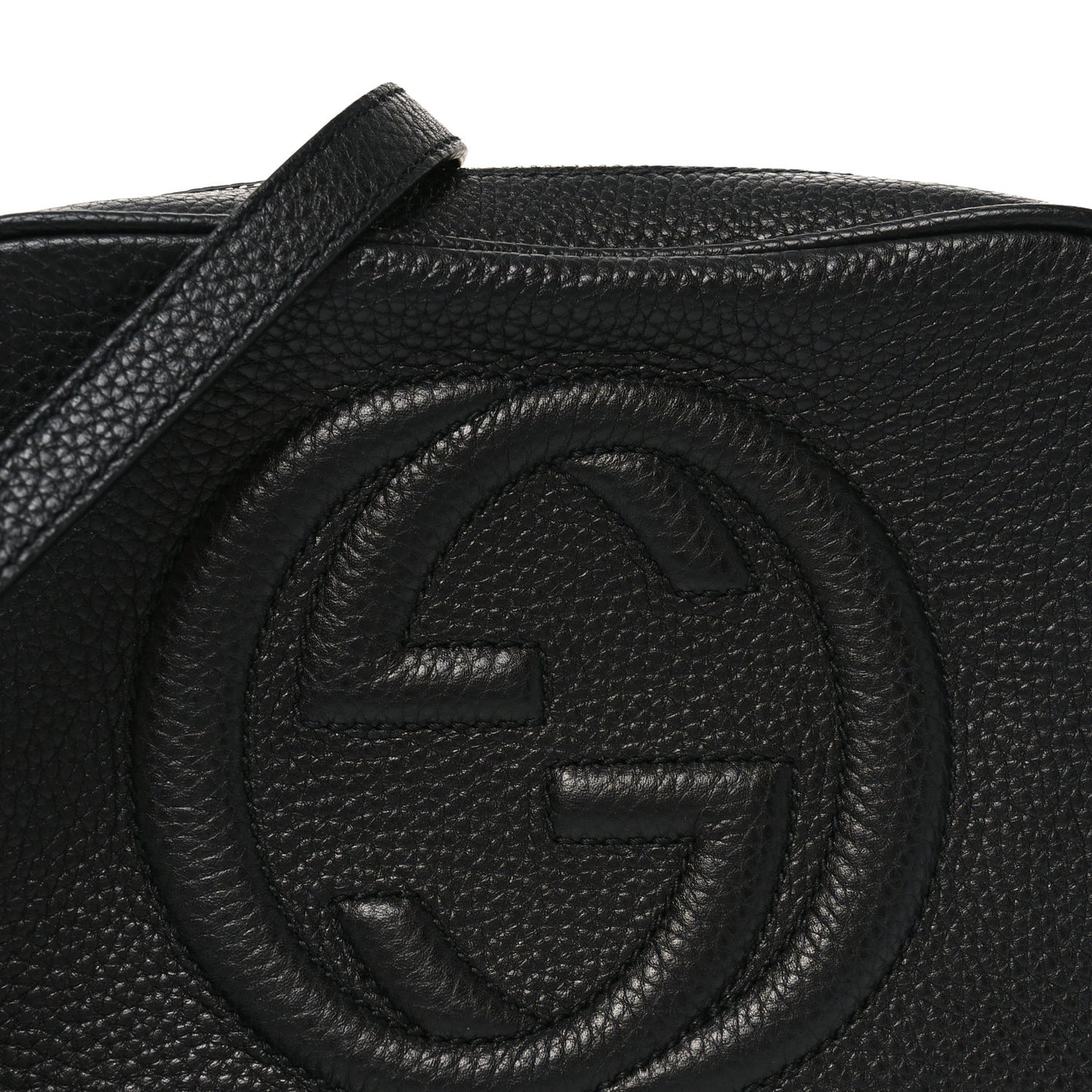 Pebbled Calfskin Small Soho Disco Bag Black