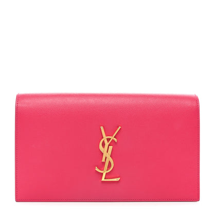 Saint Laurent Grain De Poudre Classic Monogram Kate Clutch Lipstick Fuchsia 1 of 7