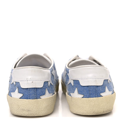 Saint Laurent Denim Calfskin Star Court Sneakers 39 Blue 6 of 9