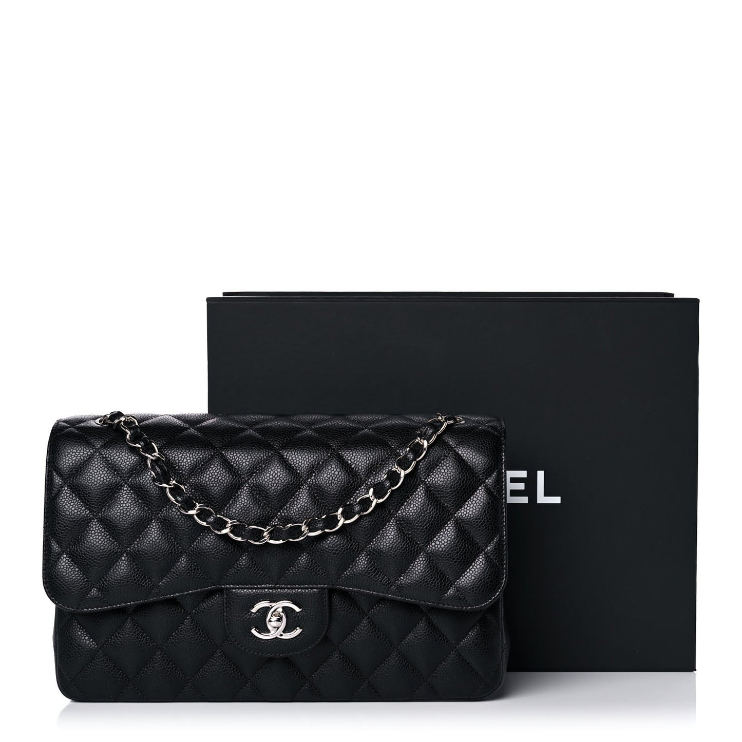 Caviar Quilted Jumbo Double Flap Black