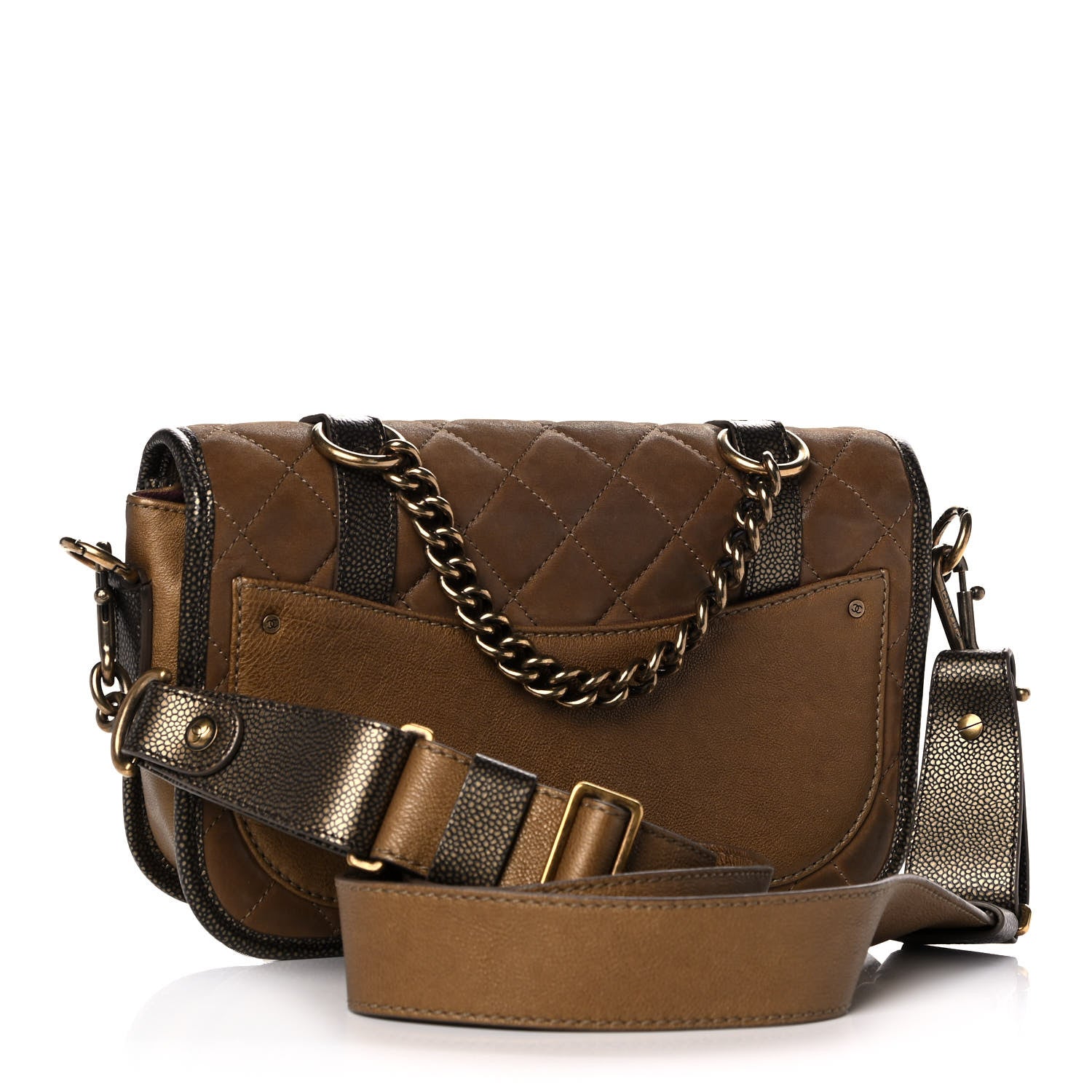 Chanel Iridescent Calfskin Back To School Messenger Flap Dark Gold 2 of 13