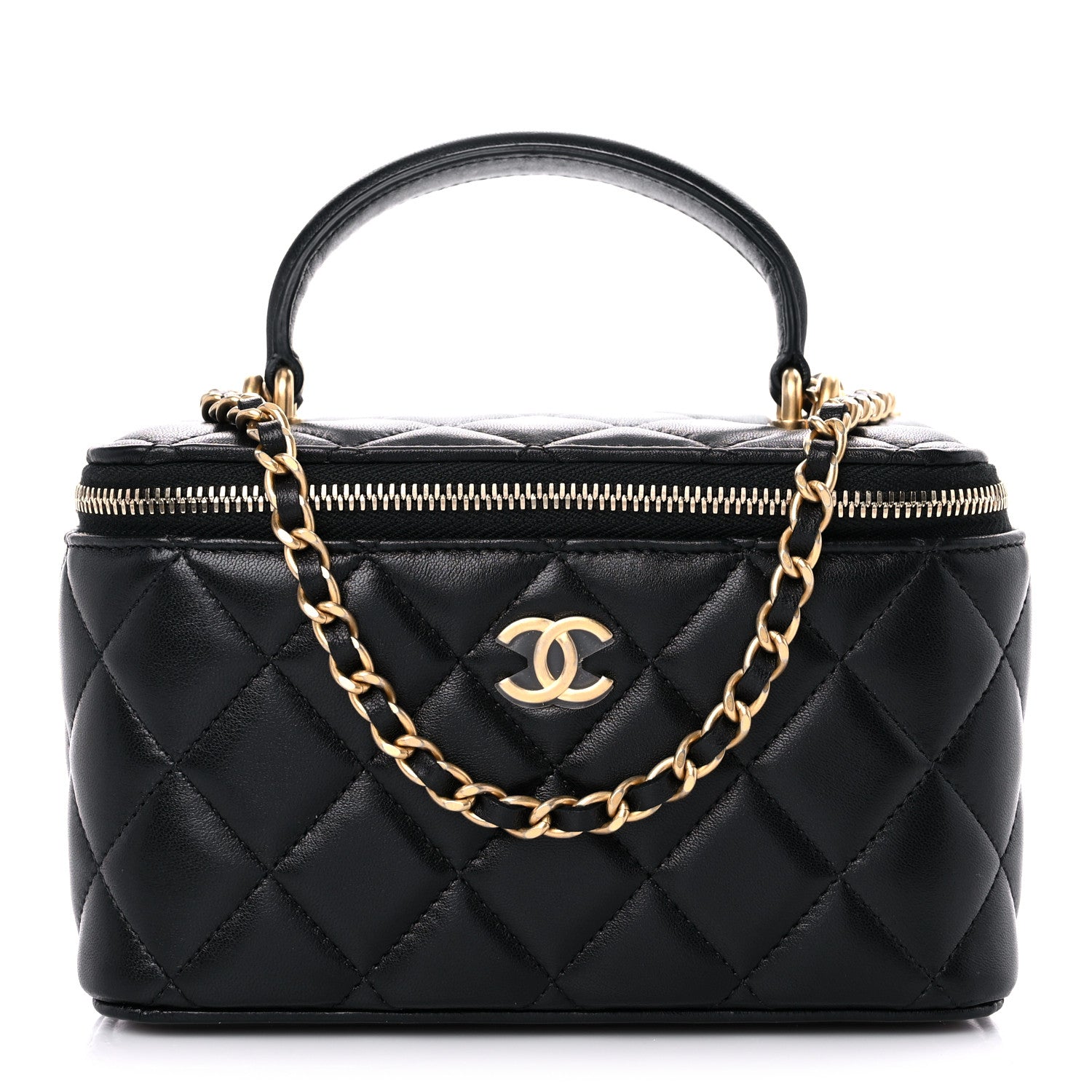 Chanel Lambskin Quilted Small Top Handle Vanity Case With Chain Black 1 of 11