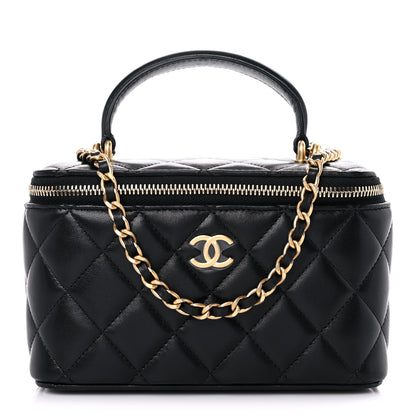 Chanel Lambskin Quilted Small Top Handle Vanity Case With Chain Black 1 of 11