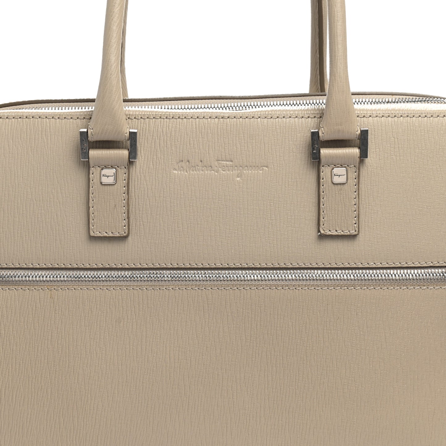 Calfskin Zip Around Briefcase Beige