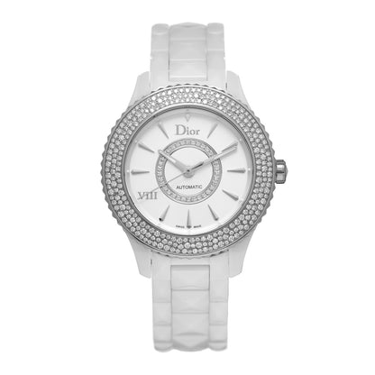Christian Dior Stainless Steel Ceramic Diamond Pave Bezel Mother of Pearl 38mm Dior VIII Automatic Watch White 1 of 5