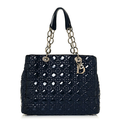Christian Dior Patent Cannage Large Dior Soft Shopping Tote Navy Blue 1 of 13