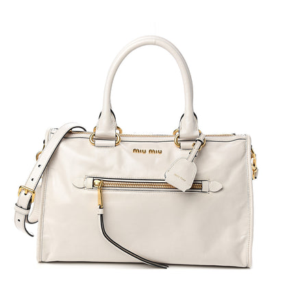 Miu Miu Vitello Shine Zip Tote Talco 1 of 8
