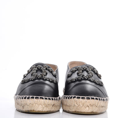 Chanel Lambskin Camellia CC Stud Espadrilles 39 Black 2 of 10