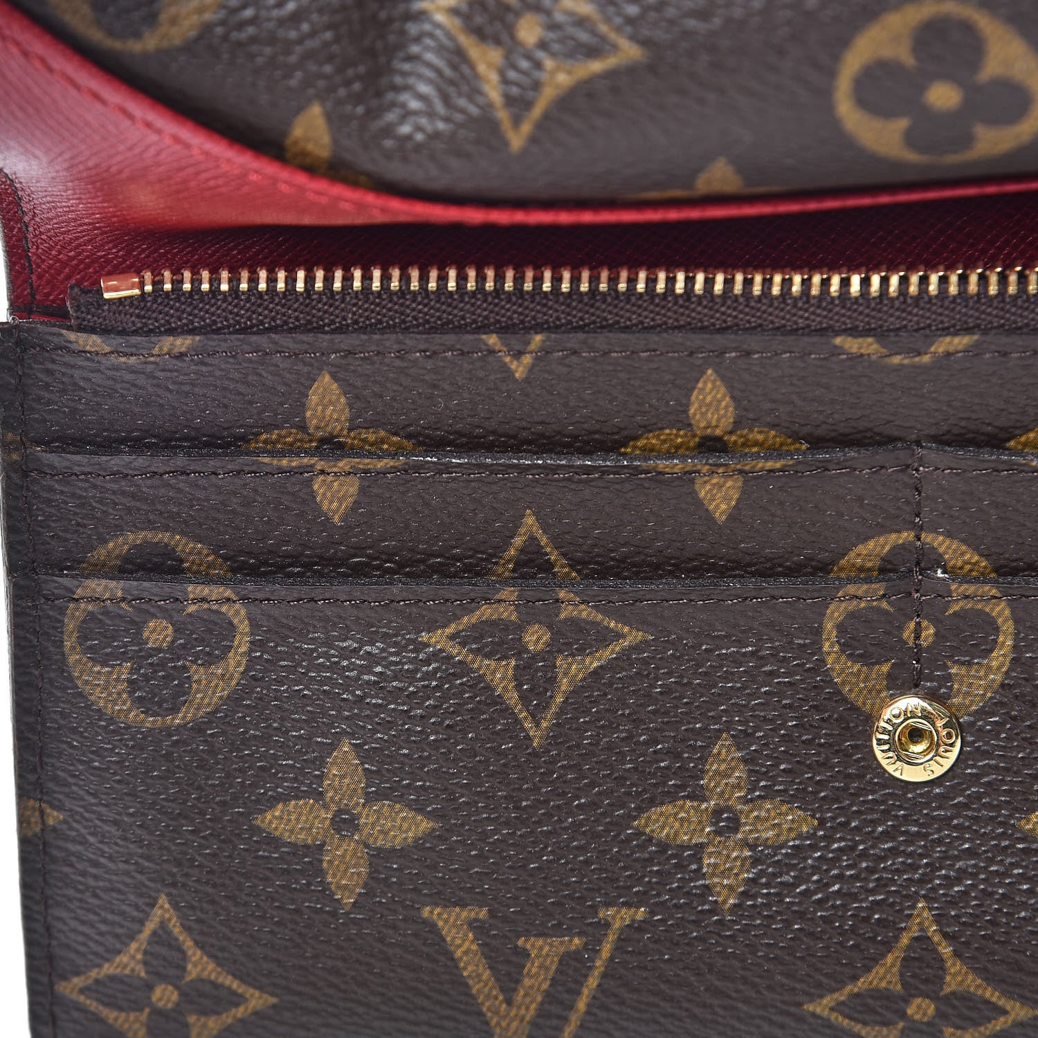 Louis Vuitton Monogram Emilie Wallet Red 8 of 9