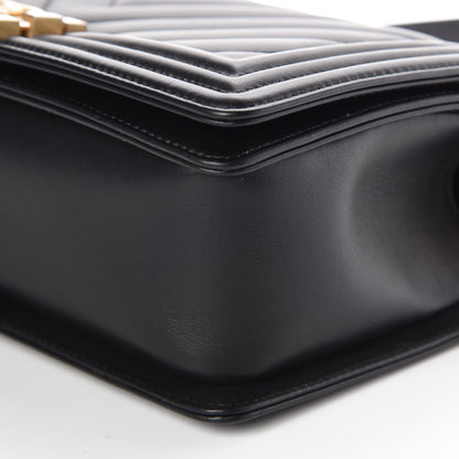 Chanel Calfskin Chevron Quilted Medium Boy Flap Black 6 of 9