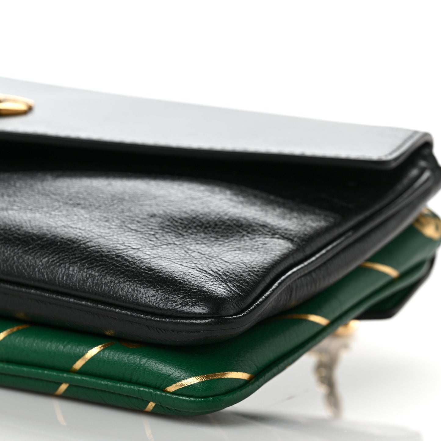 Calfskin Diagonal GG Medium Thiara Double Envelope Shoulder Bag Emerald Green Black