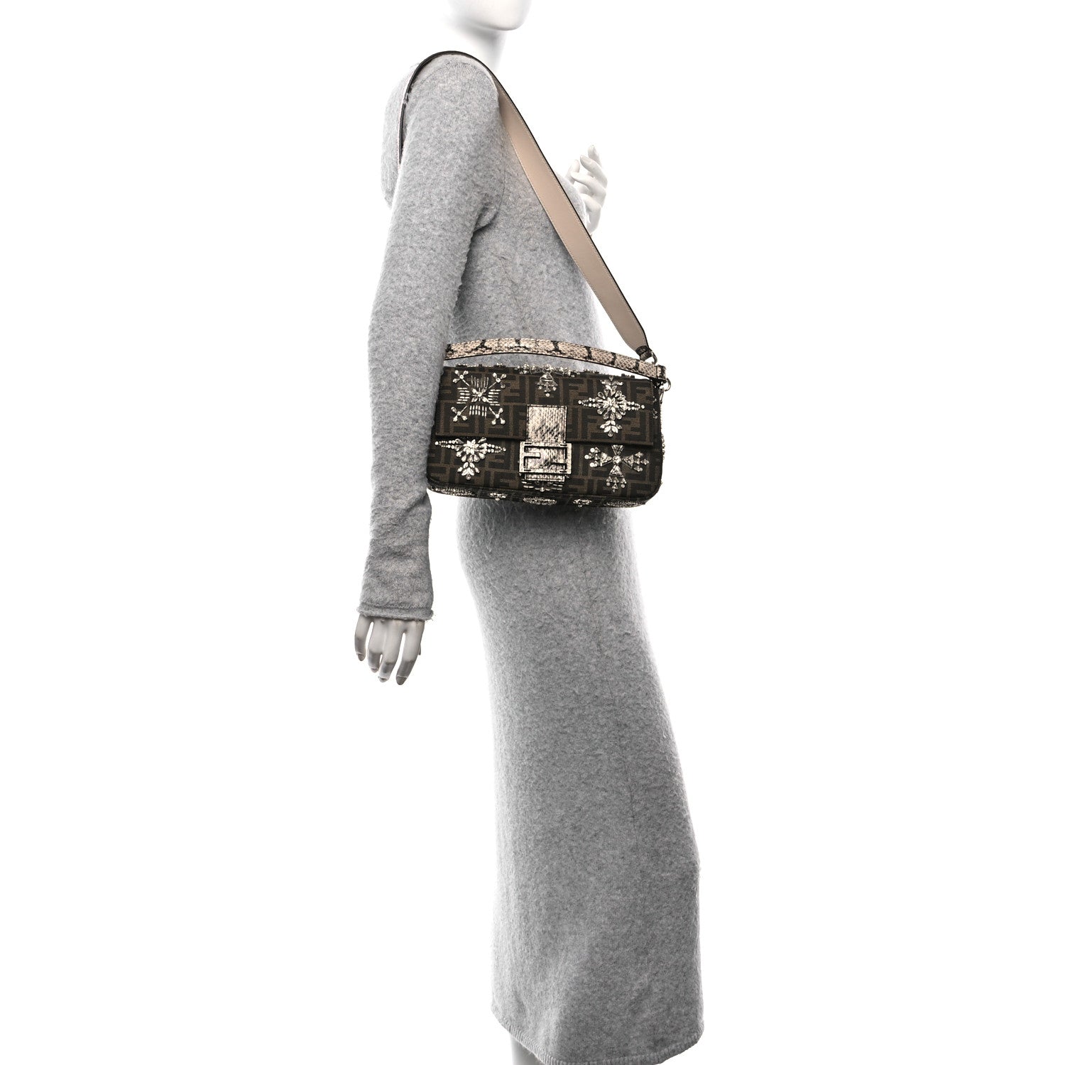Fendi Re-Edition Elaphe Fabric Jacquard FF 1974 Embroidered Baguette Multicolor 2 of 10