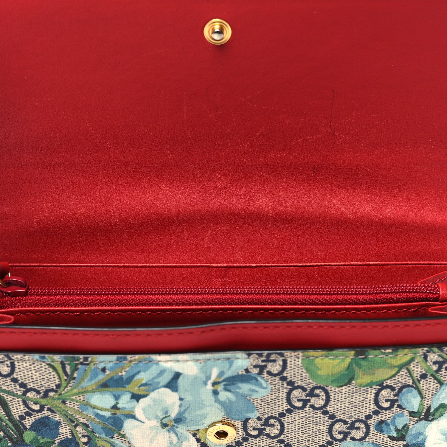 Gucci GG Supreme Monogram Blooms Continental Wallet Blue 11 of 12