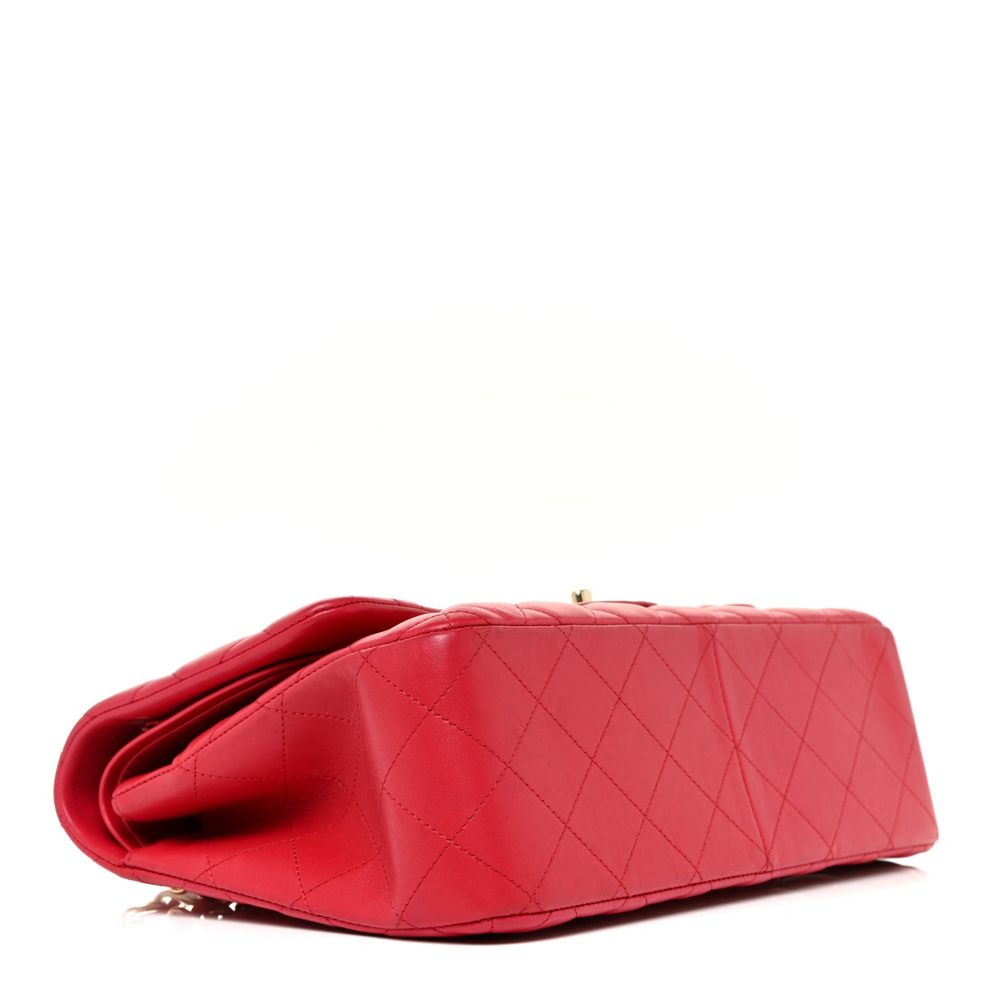 Lambskin Quilted Jumbo Double Flap Red