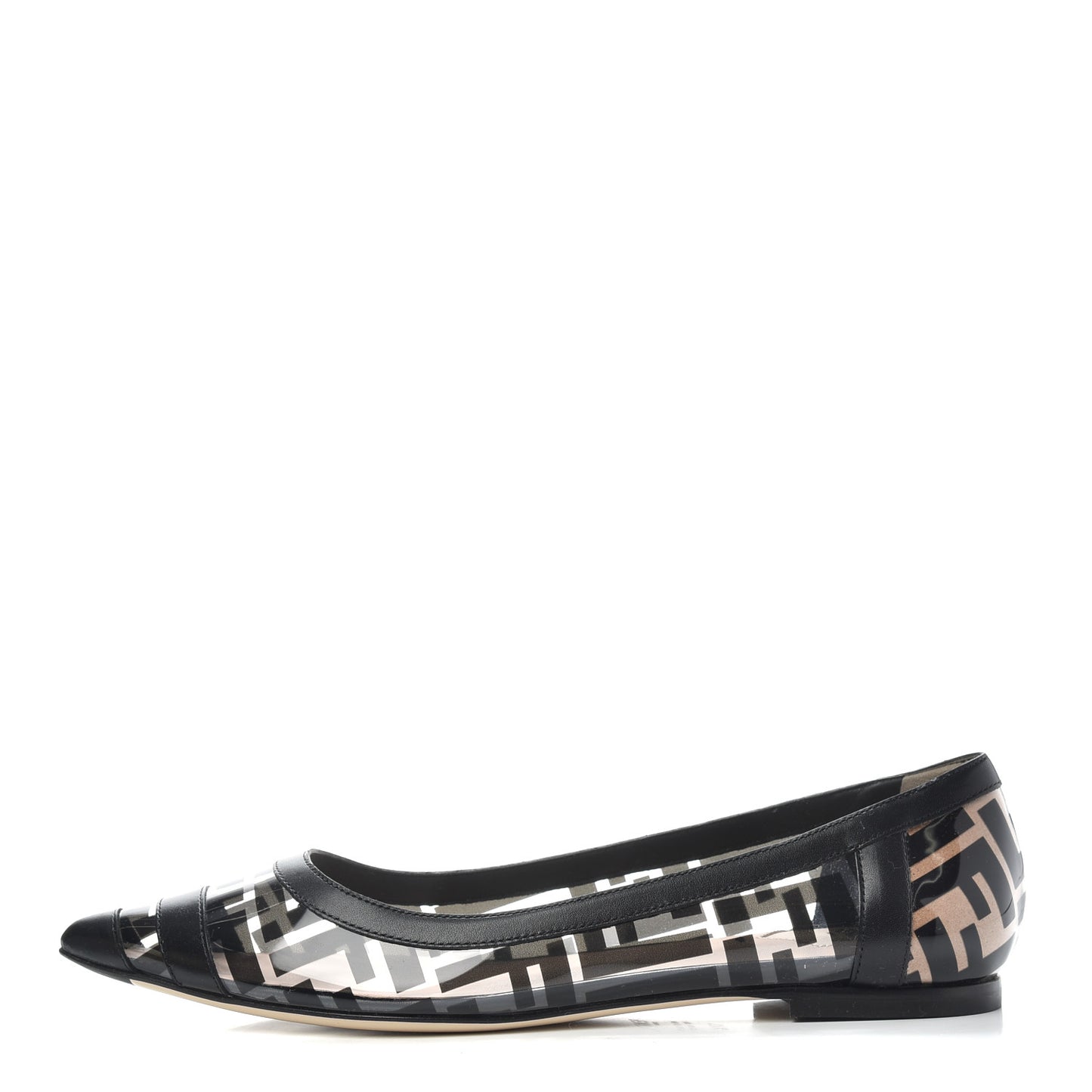 PVC Calfskin FF Colibri Ballerina Flats 37.5 Black