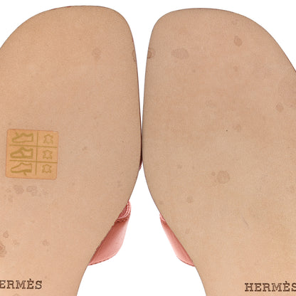 Hermes Goatskin Oran Sandals 37.5 Rouge Blush 9 of 10
