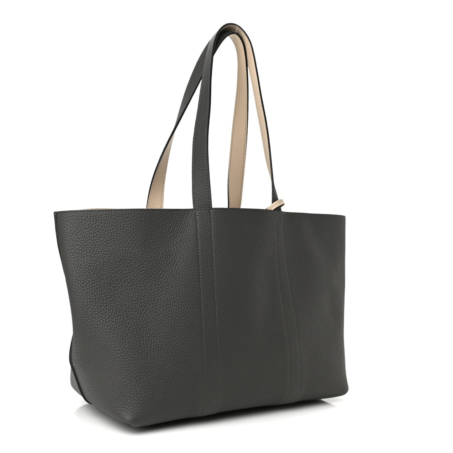 Taurillon Gex Calfskin Duo Reversible Tote Greige Zinc