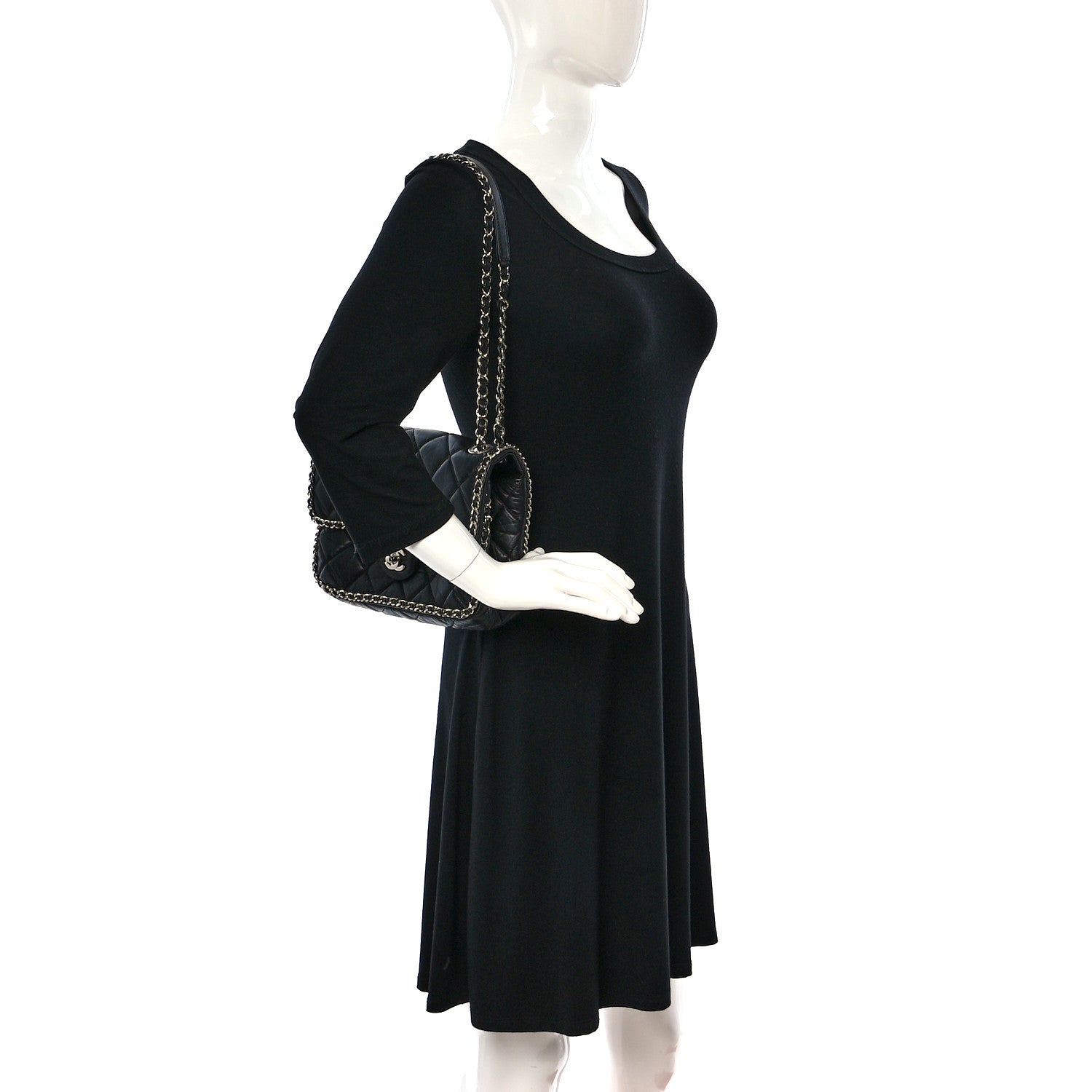 Chanel Crumpled Calfskin Medium Chain All Over Flap Black 1 of 9