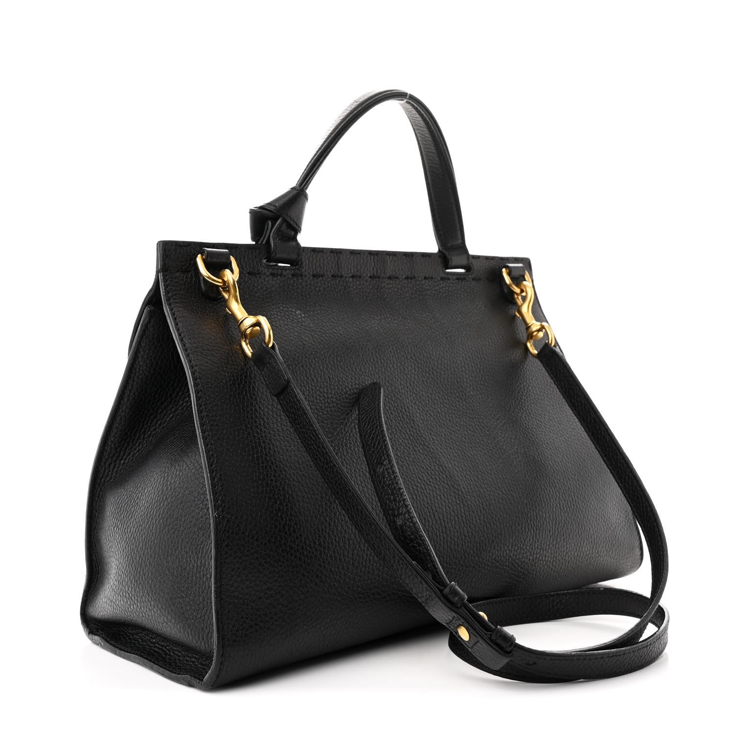 Gucci Calfskin Small GG Marmont Top Handle Bag Black 3 of 10