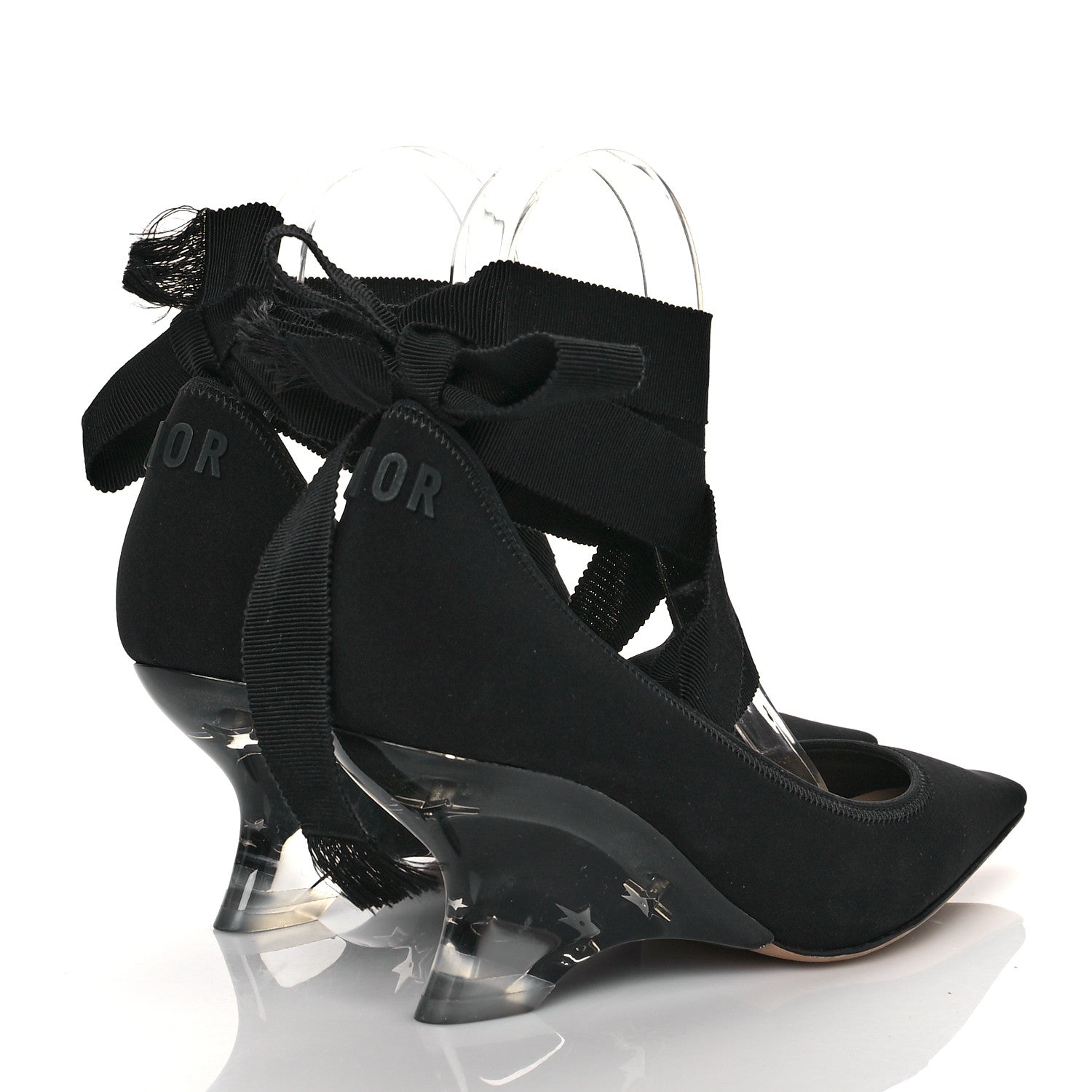 Christian Dior Grosgrain Neoprene Lucite Etoile Pumps 35.5 Black 4 of 9