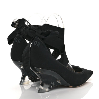 Christian Dior Grosgrain Neoprene Lucite Etoile Pumps 35.5 Black 4 of 9