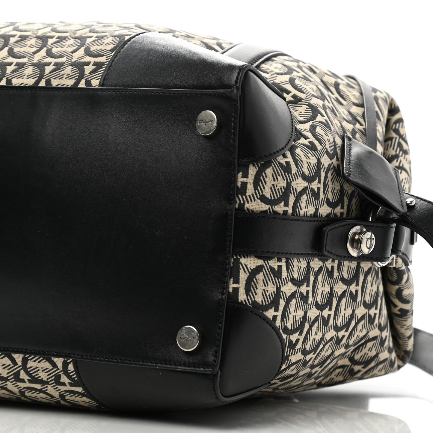 Canvas Calfskin Gancini Weekender Bag Black