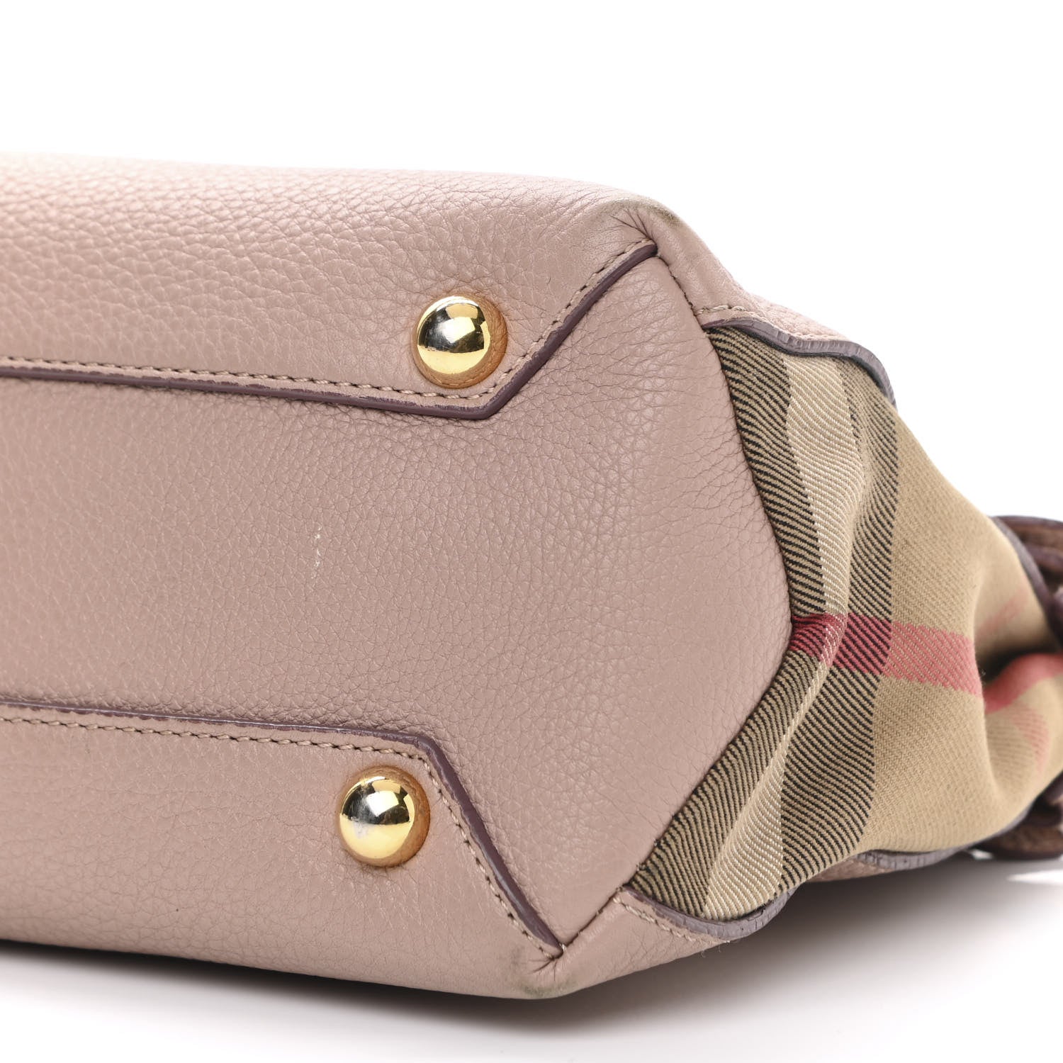 Burberry Grainy Calfskin House Check Small Banner Tote Nude Blush 10 of 15