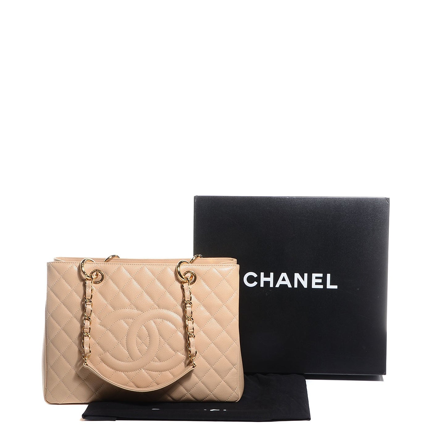 Caviar Quilted Grand Shopping Tote GST Beige Clair