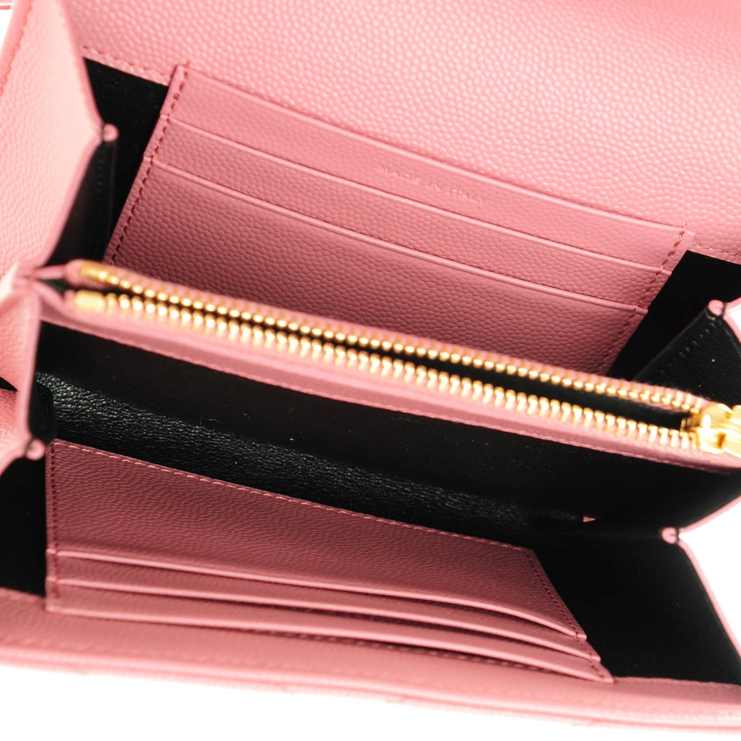 Saint Laurent Grain De Poudre Matelasse Chevron Small Monogram Flap Wallet Old Rose 6 of 8
