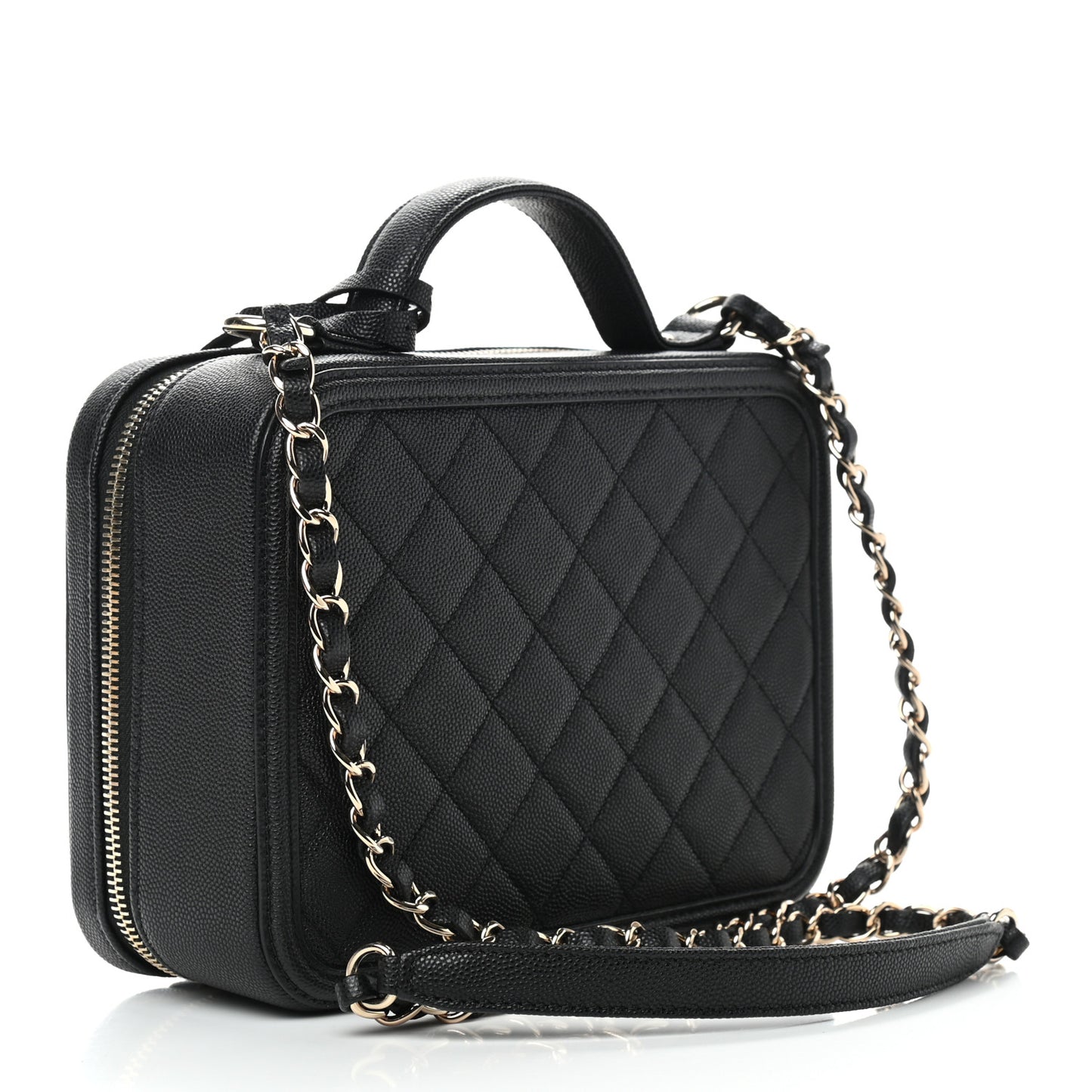 Caviar Quilted Medium CC Filigree Vanity Case Black