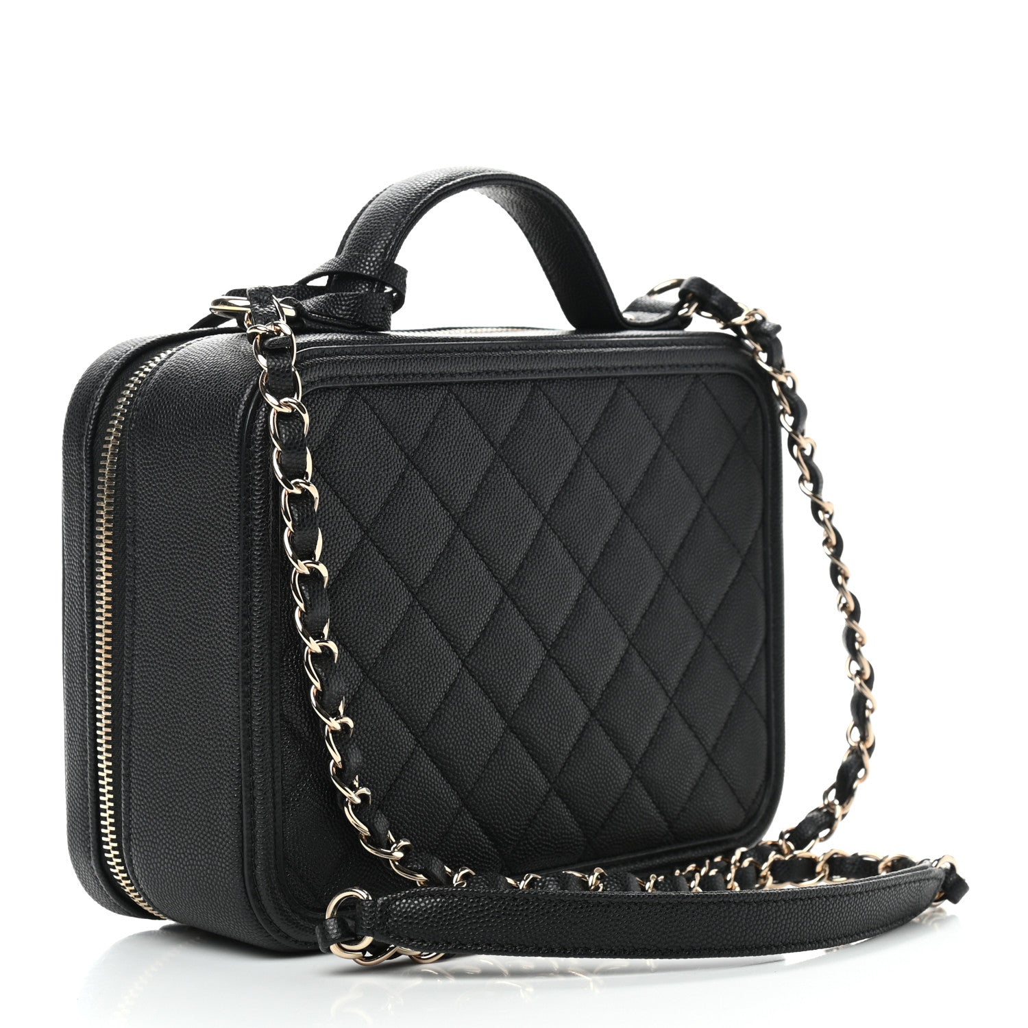 Chanel Caviar Quilted Medium CC Filigree Vanity Case Black 3 of 9