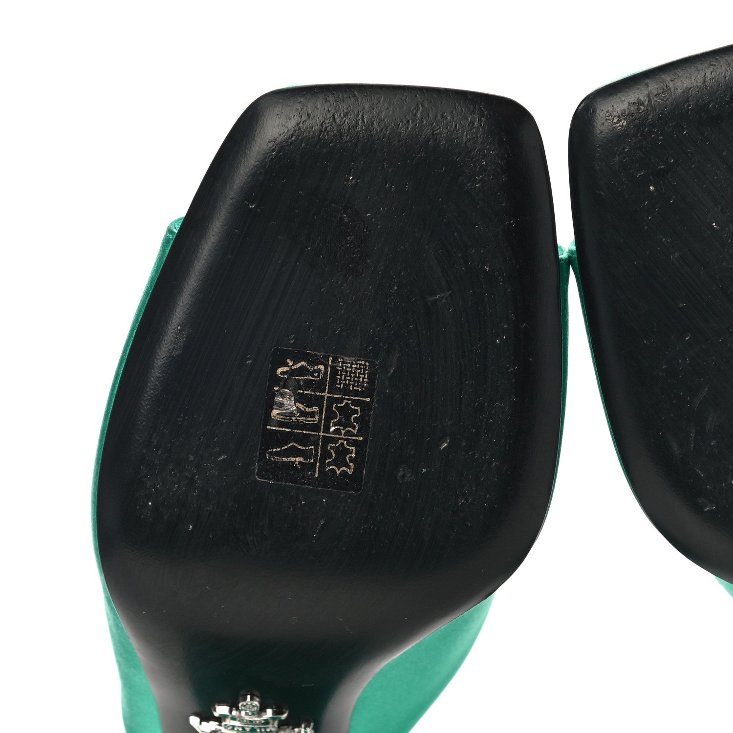 Prada Satin Metal Triangle Logo 85mm Slide Sandals 37 Assenzio 9 of 11