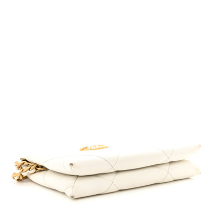 Chanel Shiny Goatskin Quilted Chanel 19 Small Pouch With Handle White 4 of 13