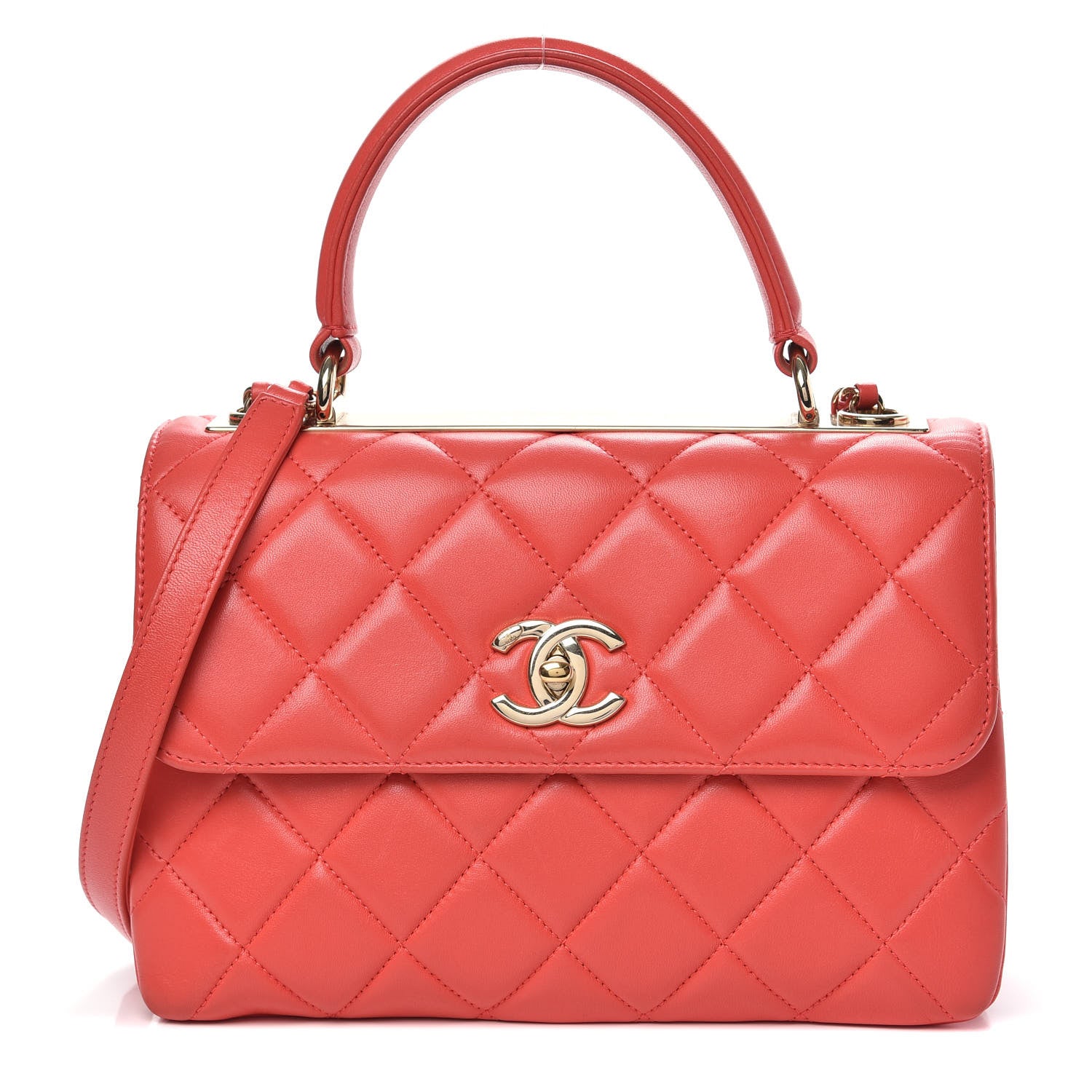 Chanel Lambskin Quilted Small Trendy CC Flap Dual Handle Bag Red 1 of 16