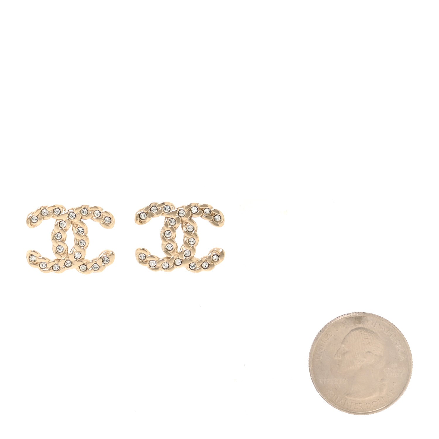 Chanel Crystal Pearls Coronation CC Earrings Gold 2 of 5