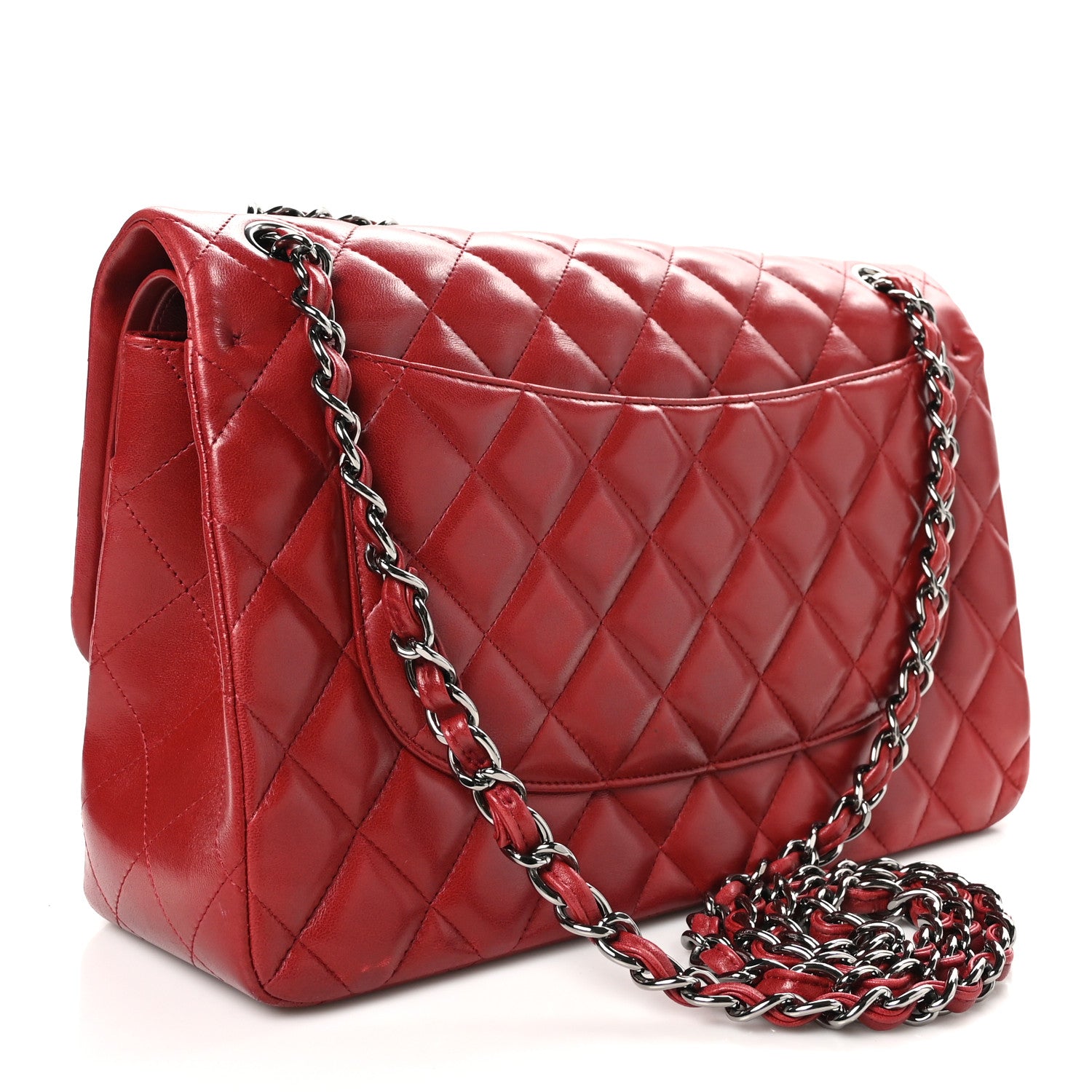 Chanel Lambskin Quilted Jumbo Double Flap Dark Red 3 of 11