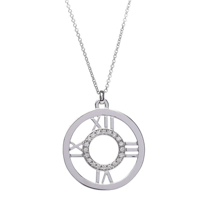 Tiffany 18K White Gold Diamond Medium Atlas Open Pendant Necklace 4 of 7
