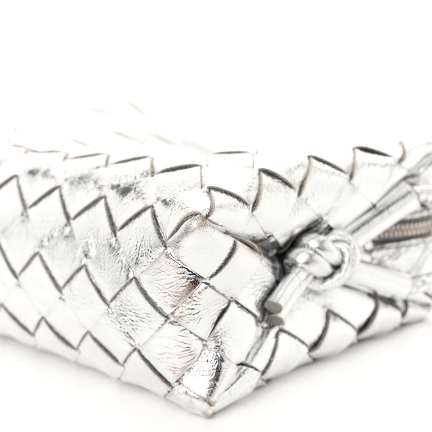Bottega Veneta Metallic Nappa Intrecciato Mini Loop Camera Bag Silver 8 of 9